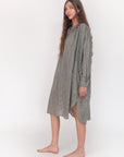 Bheeti Tie Dye Checks Dress - Cement