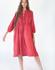 Aditi Tiny Checks Dress - Red