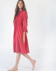 Aditi Tiny Checks Dress - Red