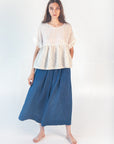 Danae Double Stripe Skirt Pant - Natural Indigo