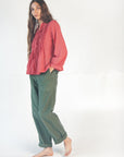 Alma Tiny Checks Top - Red