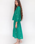 Araminta Check Jamdani Skirt - Mint