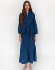 Danae Double Stripe Skirt Pant - Natural Indigo