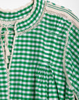 Sirena Dress Long Sleeves Gingham - Green