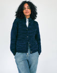 Javary Hand Painted Merino Cardigan - Navy