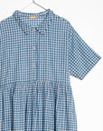Dora Tie Dye Checks Dress - Lake