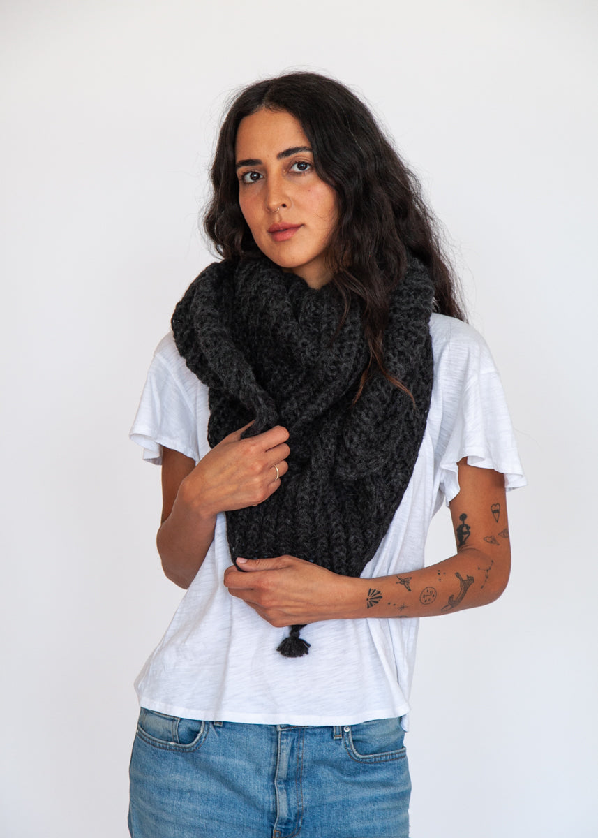 Freya Alpaca Triangle Scarf - Charcoal