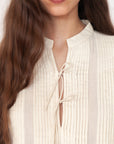 Alma Tiny Checks Top  - Natural