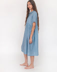 Dora Tie Dye Checks Dress - Lake