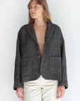 Ichi Antiquites Herringbone Jacket - Black