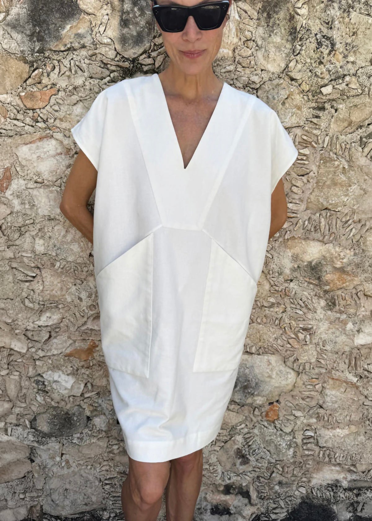 Diagonal Pocket Tunic in White by Two