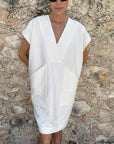 Diagonal Pocket Tunic in White by Two