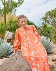 Hamsa Garden Dress- Coral