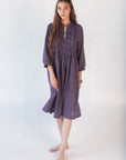 Aditi Ticking Stripe Dress - Blue/Maroon