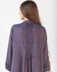 Aditi Ticking Stripe Dress - Blue/Maroon