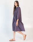 Aditi Ticking Stripe Dress - Blue/Maroon