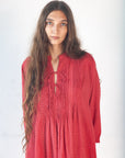 Aditi Tiny Checks Dress  - Red