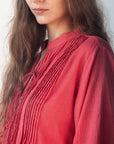 Aditi Tiny Checks Dress  - Red