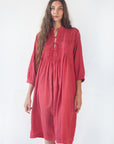 Aditi Tiny Checks Dress  - Red