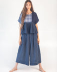 Calliope Patchwork Top - Natural Indigo