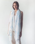 Dupatta Meha Hand Painted - Blue Dots