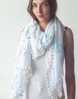 Dupatta Meha Hand Painted - Blue Dots