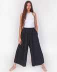 Danae Stripe Skirt Pant - Black