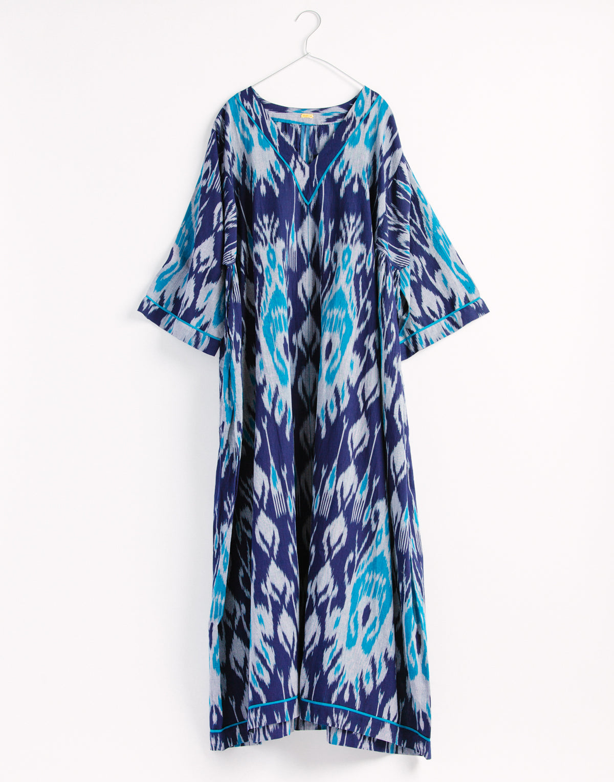 Laila Ikat Kaftan - Fog/Blue