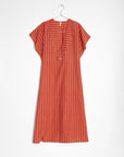 V-Neck Bib Front Dress - Coral Stripe by Two