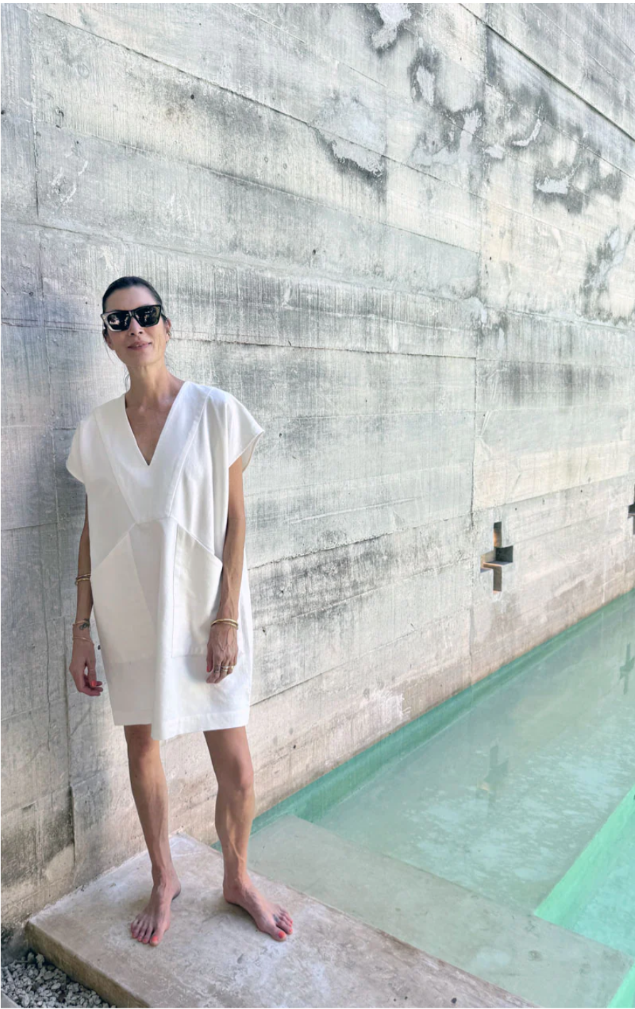 Diagonal Pocket Tunic in White by Two