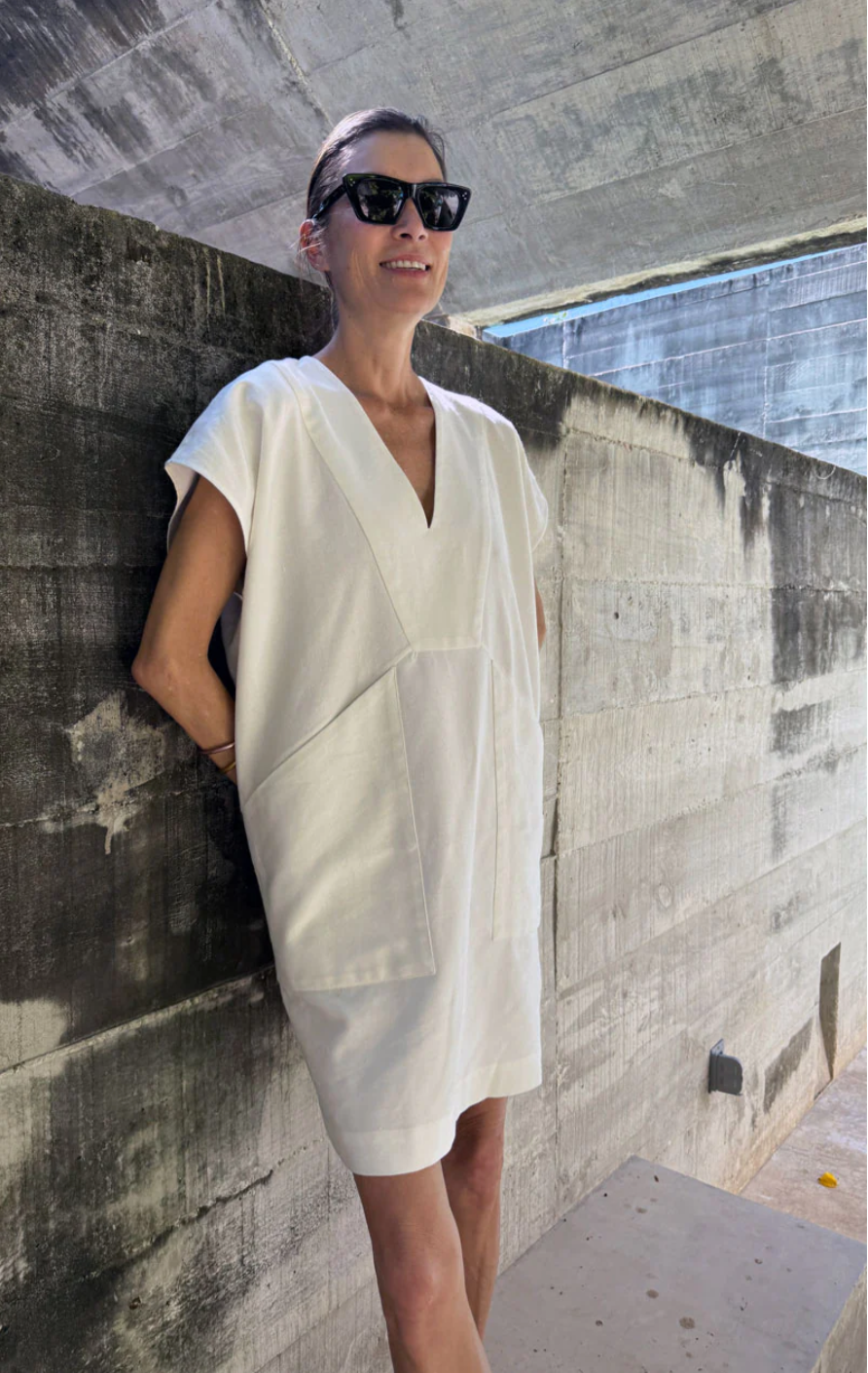 Diagonal Pocket Tunic in White by Two