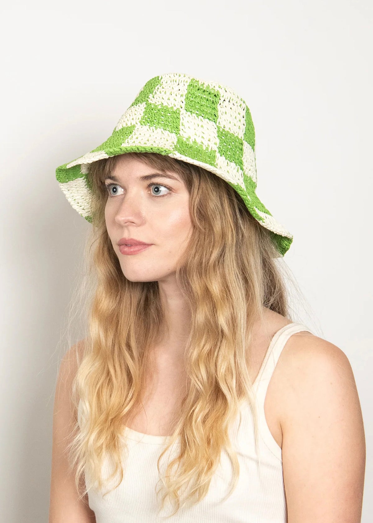 Wyeth Sadie Paper Straw Bucket - Lime Ivory