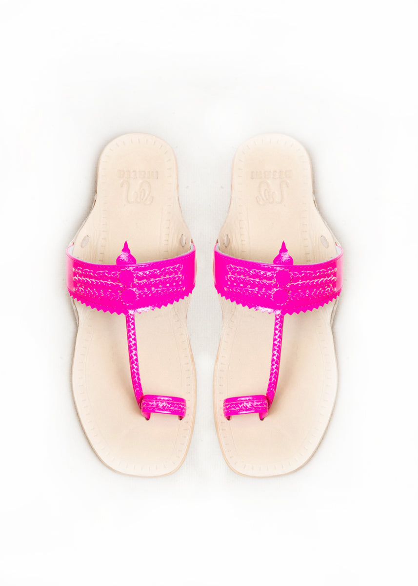 Koli Flat Sandal, Fluo Fuchsia
